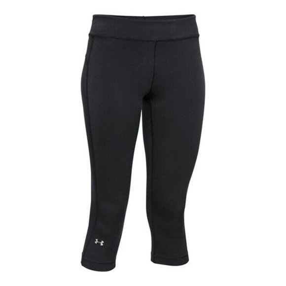 Womens Under Armour HeatGear Compression Capri Legging Small Black Yoga 1297905 - Picture 1 of 5
